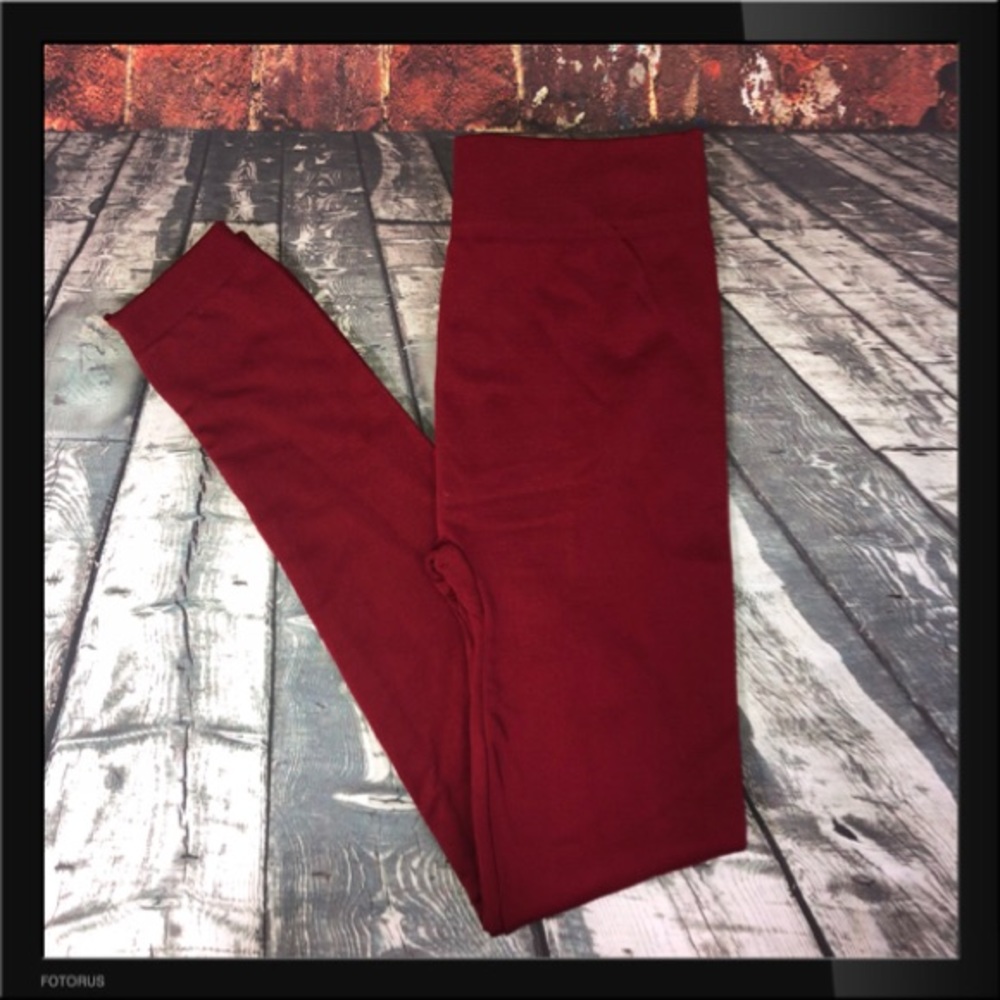 Fleece lined red/wine colored leggings